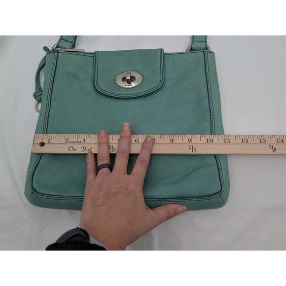 Fossil Marlow Teal Blue Green Crossbody Bag Leather Adjustable Strap ** - Picture 11 of 12